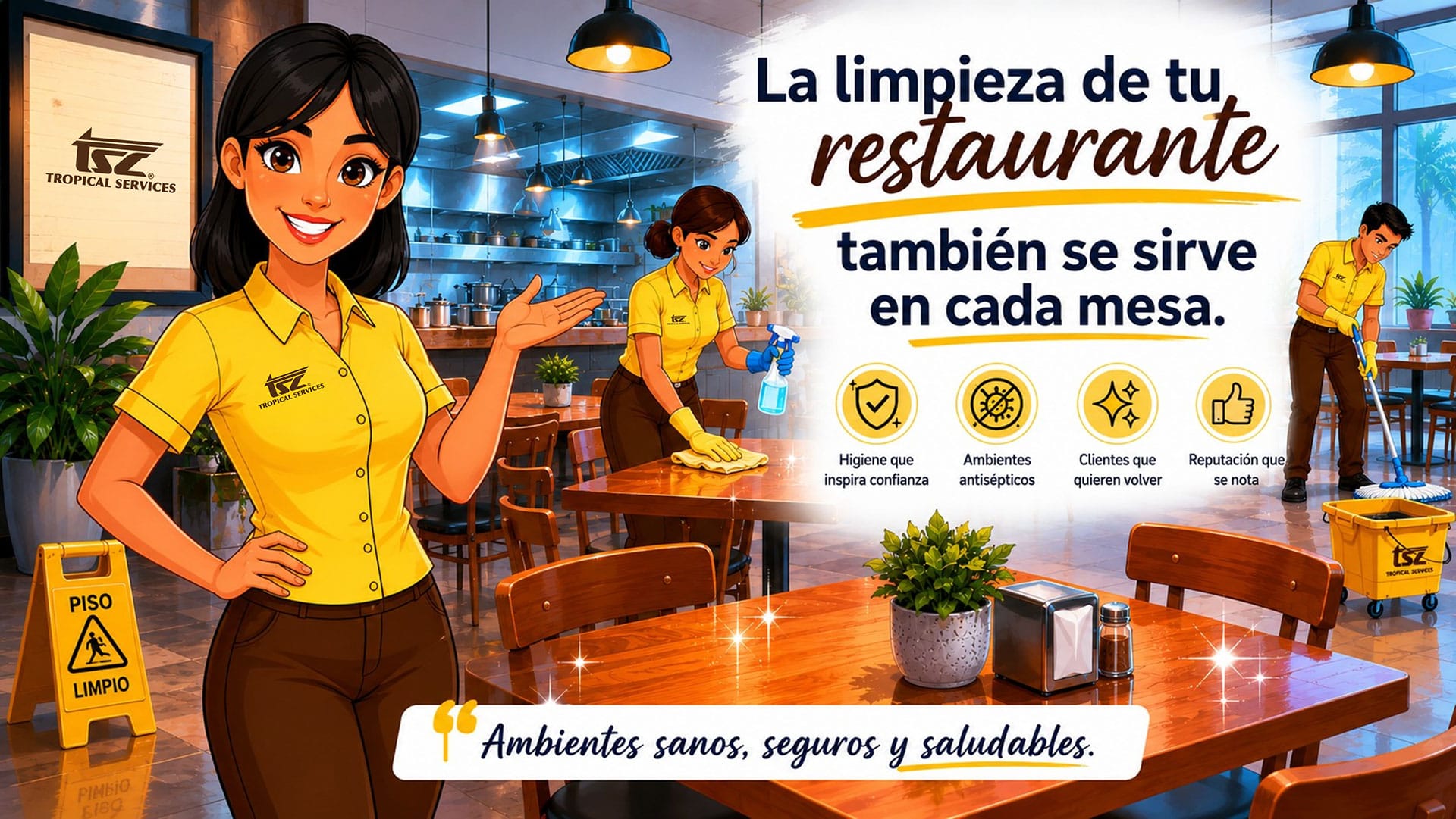 La limpieza de tu restaurante también se sirve en cada mesa