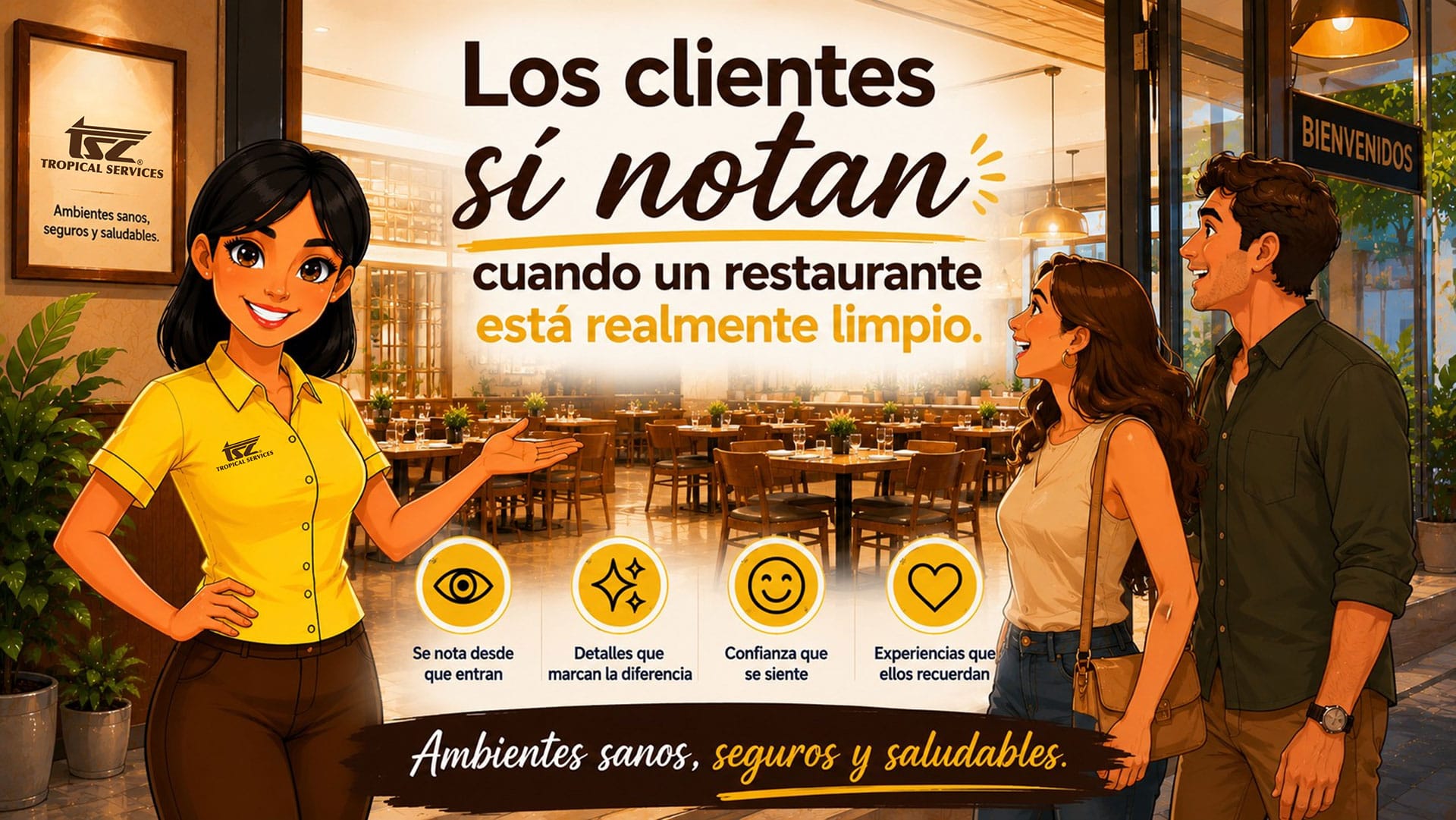 Tropical Services, empresa de limpieza en Panamá especializada en restaurantes, oficinas y hogares. Limpieza profunda y antiséptica con productos profesionales. Ambientes sanos, seguros y saludables.