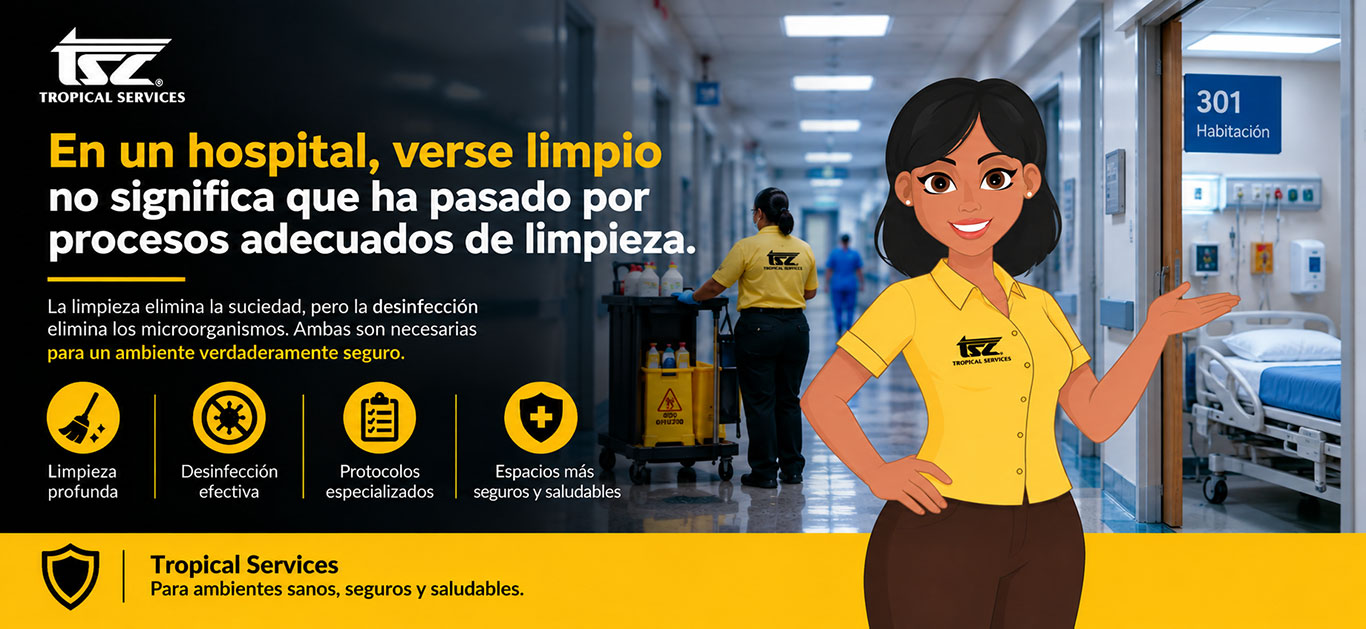 En un hospital, verse limpio no significa que ha pasado por procesos adecuados de limpieza.